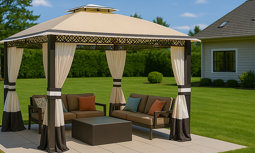 Elmswood Curtained Steel Gazebo #1