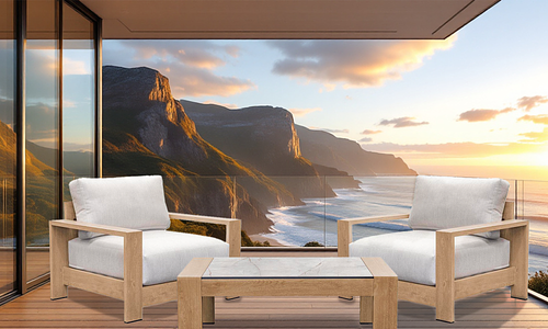 Gio 2 Seater Outdoor Set - Oak Look