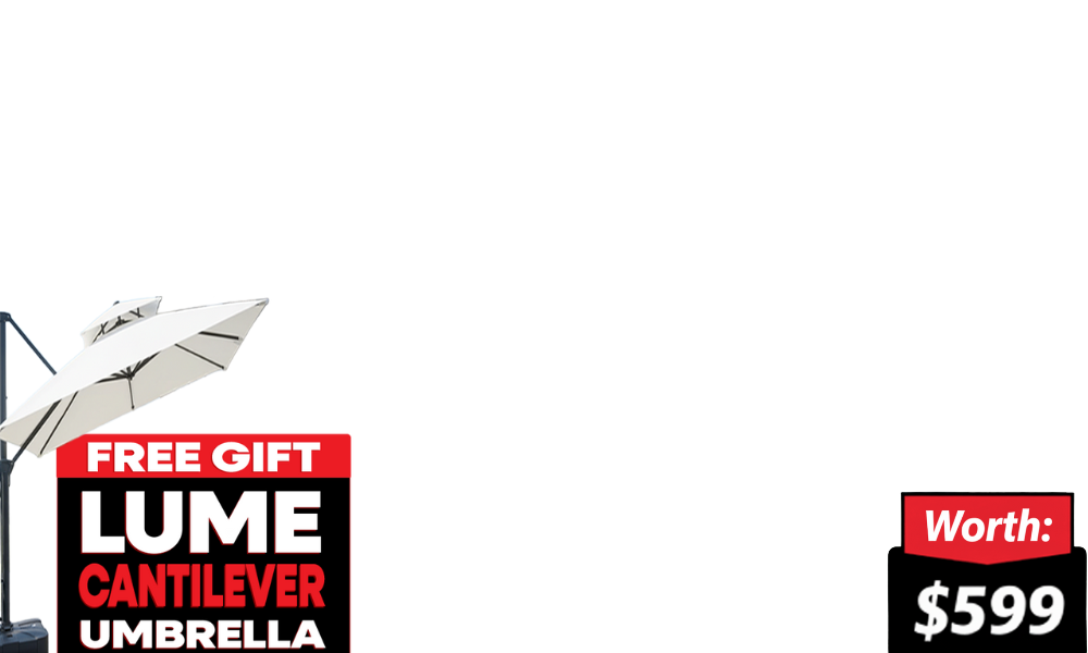 Add <b>free shade</b> and<b> protection </b>☀️ to your outdoor setup with a<b> FREE Lume Cantilever Umbrella</b> on selected incoming <b>Gio sets.</b><i> </i>Available in Optic White.<i>T's & C's Apply.</i>