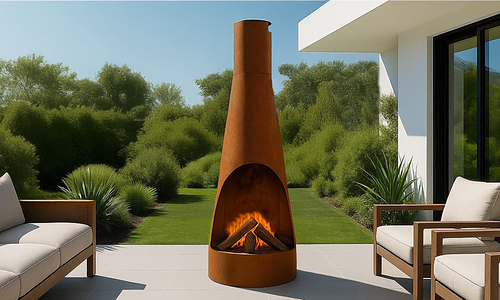 Ovalo Corten Steel Fireplace #1