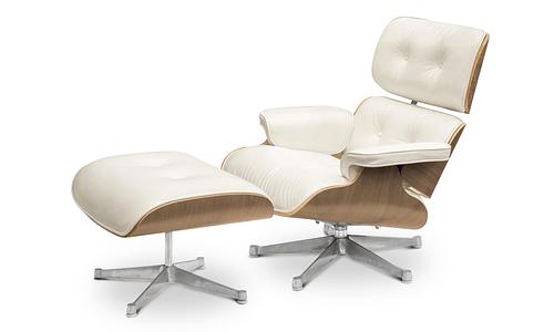 Premium Replica Eames Lounge Chair & Ottoman - White/Honey #481