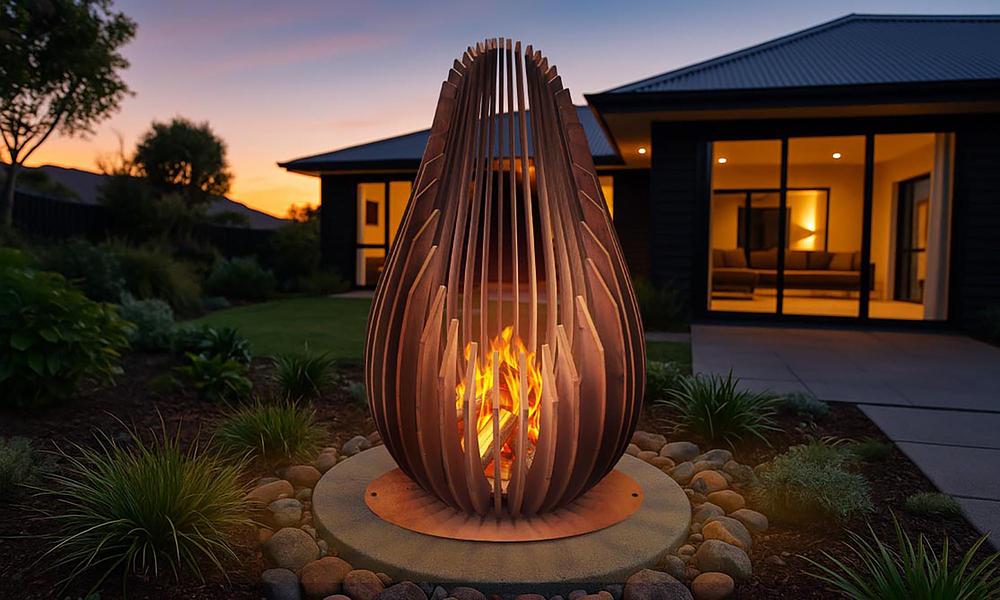 Corten Droplet Fireplace #24