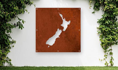 Iconic Corten NZ Wall Art - NZ Map (4 Sizes) #80