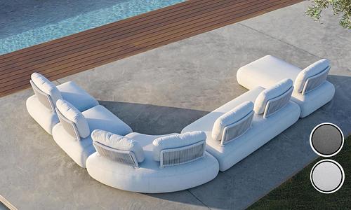 Puff Curved Large Outdoor Sofa Set - 2 Colours #25