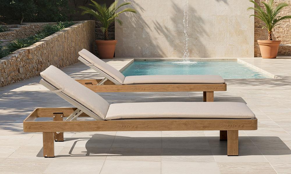 Dalton Aluminium Lounger - Set of 2 Oak #53