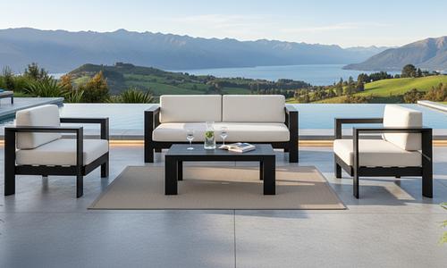 Bravo Outdoor Aluminium Lounge Set - Black Wood #21