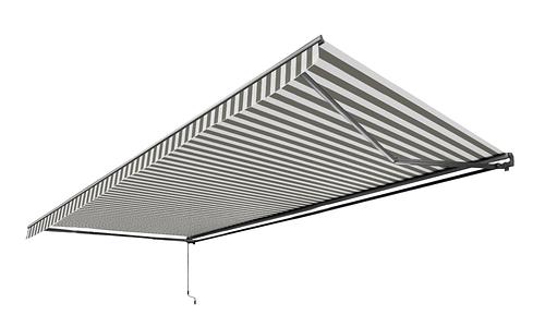 Retractable Awning 5m x 3m - Grey & White Stripe #117