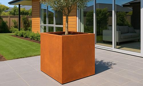 Juno Cube Corten Planter - Large #83