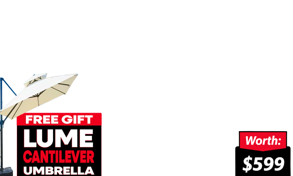 Add <b>free shade</b> and<b> protection </b>☀️ to your outdoor setup with a<b> FREE Lume Cantilever Umbrella</b> on selected incoming <b>Gio sets.</b><i> </i>Available in Optic White.<i>T's & C's Apply.</i>