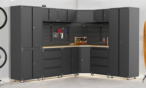 Corner Garage Cabinet System 18-piece Set #26