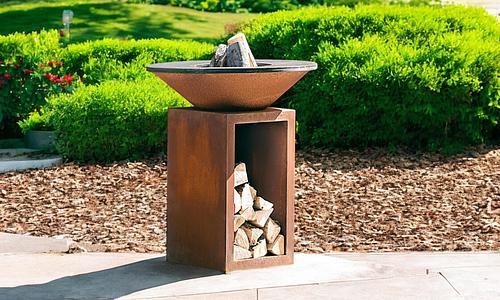 San Marito Corten BBQ Grill with Woodbox #107