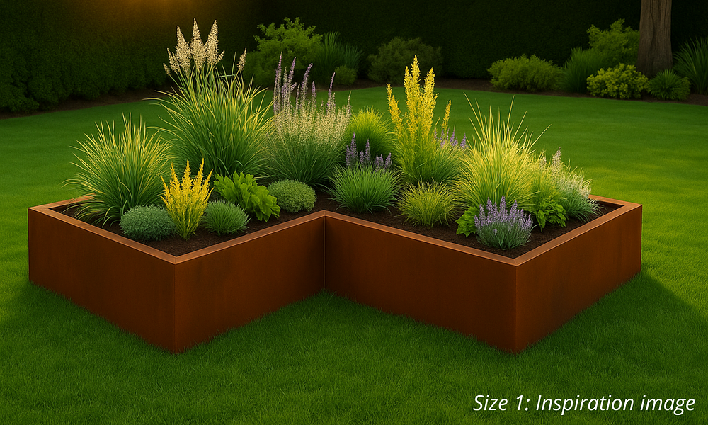 Vendura L Shaped Corten Garden Beds - 5 Sizes #46