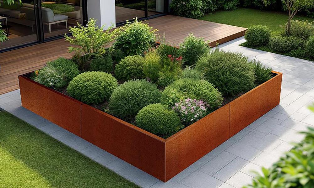 Vendura Corten Square Garden Beds #117