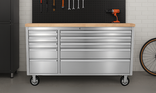 Stainless Wheeled Garage Tool Chest 55" #1