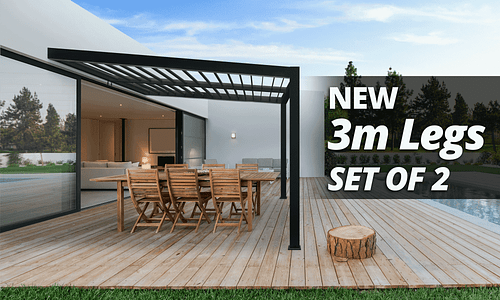 3m Wall Mounted Aluminium Pergola Legs - Set of 2 - 2 Colours #163
