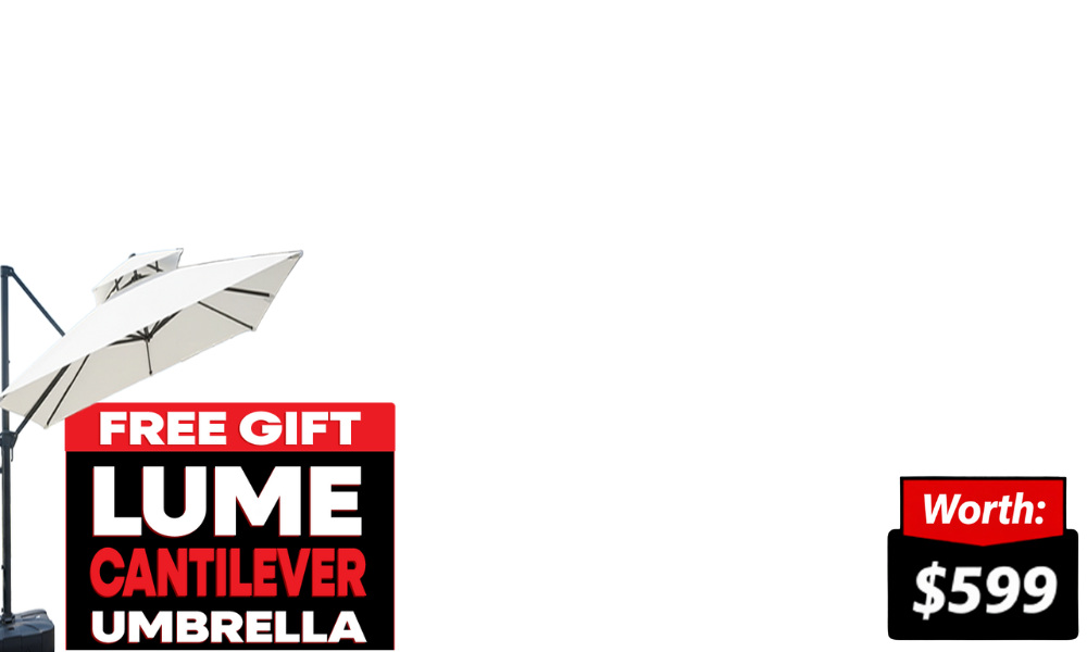 Add <b>free shade</b> and<b> protection </b>☀️ to your outdoor setup with a<b> FREE Lume Cantilever Umbrella</b> on selected incoming <b>Gio sets.</b><i> </i>Available in Optic White.<i>T's & C's Apply.</i>