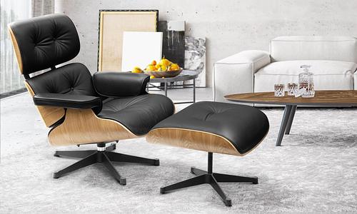 Premium Replica Eames Lounge Chair & Ottoman - Black/Blonde #455