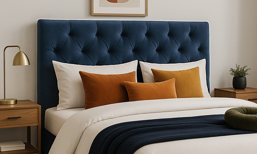 Sutton Velvet Button Headboard - KS, Dark Olive #123