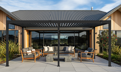 Elements 3m x 6m Freestanding Pergola - Black #75