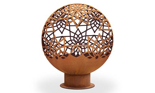 Corten Floral Fire Ball #3