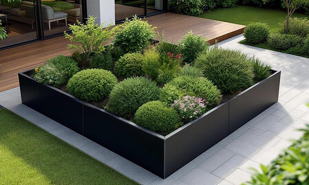 Vendura Black Steel Square Garden Beds - 100 x 40cm #185