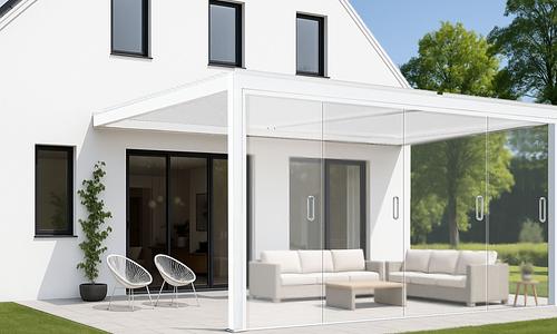 Core Pergola Frameless Glass Sliding Doors- Wall-Mounted FRONT - 2 Sizes #351