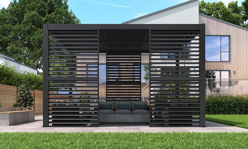 Louvered Aluminium Pergola Side 90cm or 123cm - 3 Colours #1081