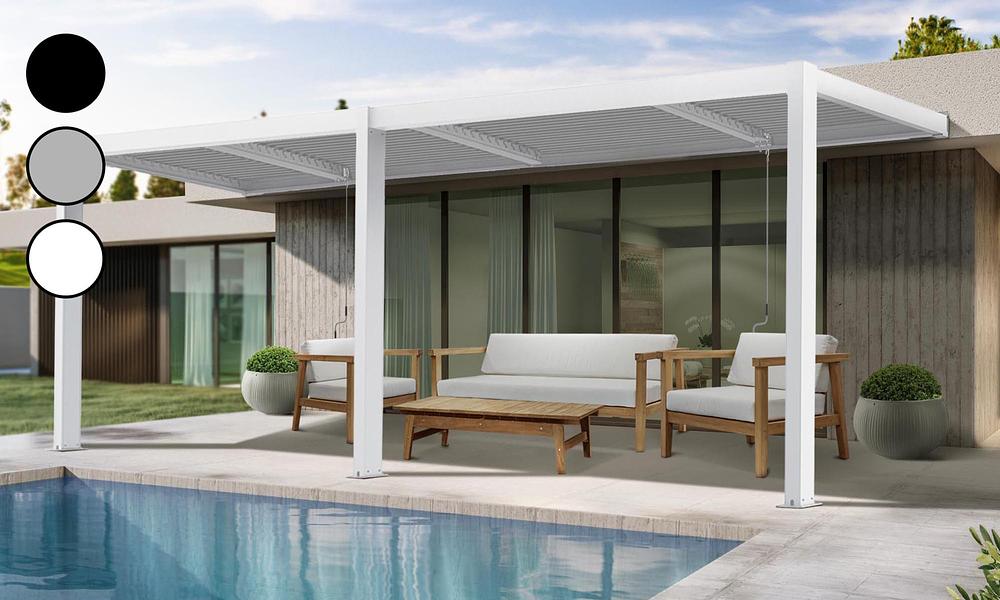 Aluminium Wall Mounted Pergola 5.7m x 2.9m - Three Colours #348