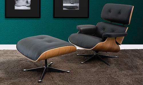 Premium Replica Eames Lounge Chair & Ottoman - Black/Blonde #476