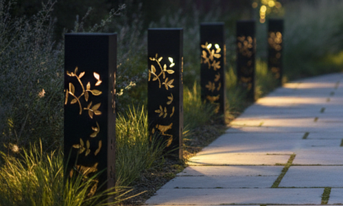 Pillar LED Solar Light - Black Laser Cut #85