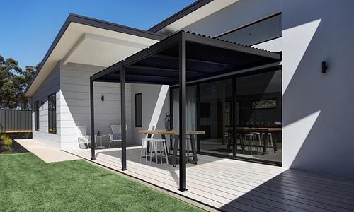 Aluminium Wall Mounted Pergola 5.7m x 3.9m - Three Colours #343