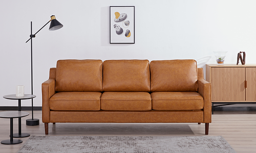 Maison 3 Seater Faux Leather Sofa - Pecan #1
