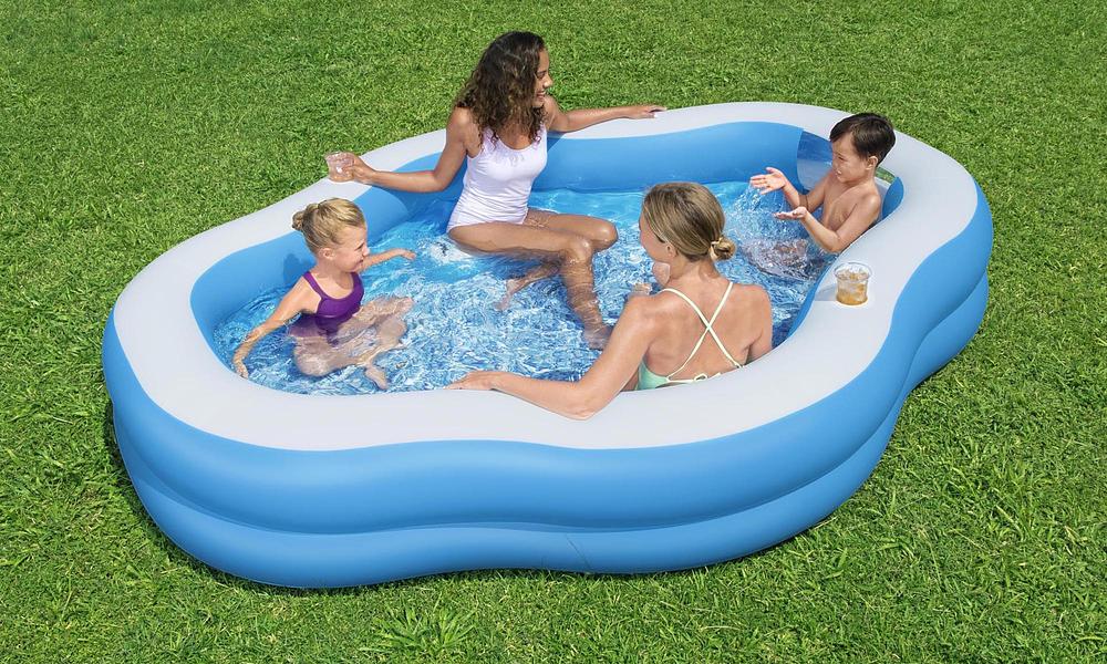 Inflatable pool with bench hot sale seat