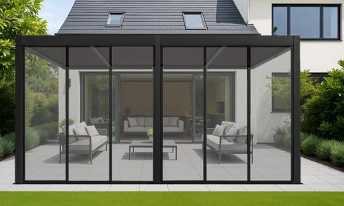 Core Pergola Framed Glass Sliding Doors -Wall-Mounted FRONT- 2 Sizes #365