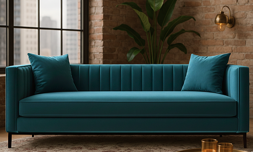 Roderick Ribbed Sofa - Dark Teal #22