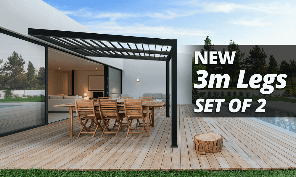 3m Wall Mounted Aluminium Pergola Legs - Set of 2 - 2 Colours #163