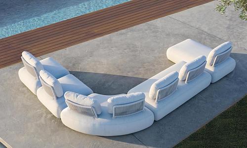 Puff Curved Outdoor Corner Sofa Set #17