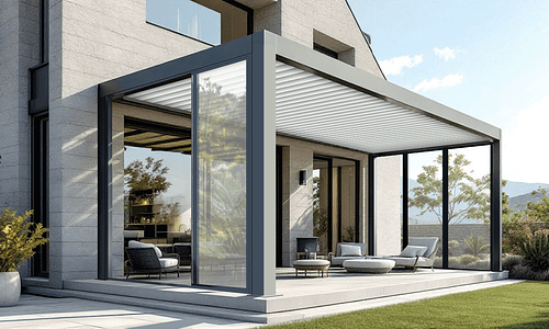 Luxe Louvre Framed Glass Sliding Doors - Wall-Mounted SIDE - 2 Sizes #373