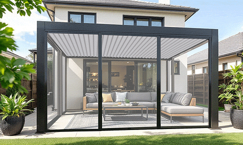 Luxe Louvre Framed Glass Sliding Doors -Wall-Mounted FRONT- 2 Sizes #73