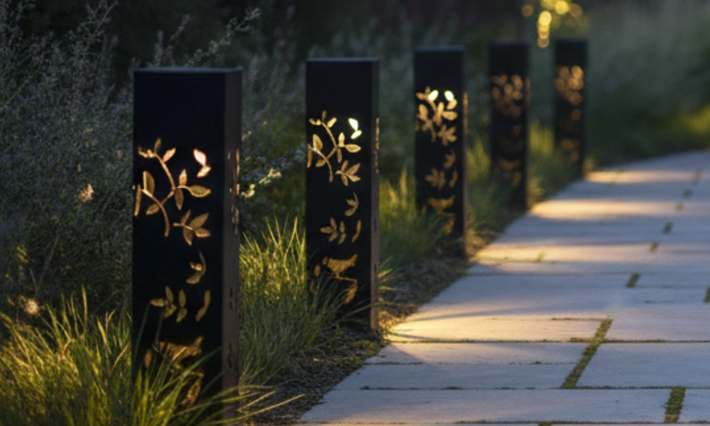 Pillar LED Solar Light - Black Laser Cut #66