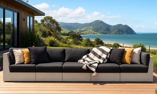 Ren Concrete 5 Seater Sofa - Ivory/Grey Squabs #64