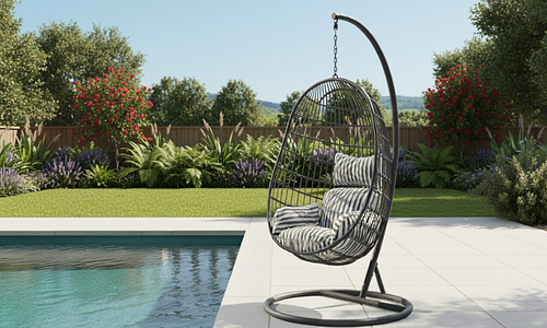 Coco Striped Egg Chair - Grey #1