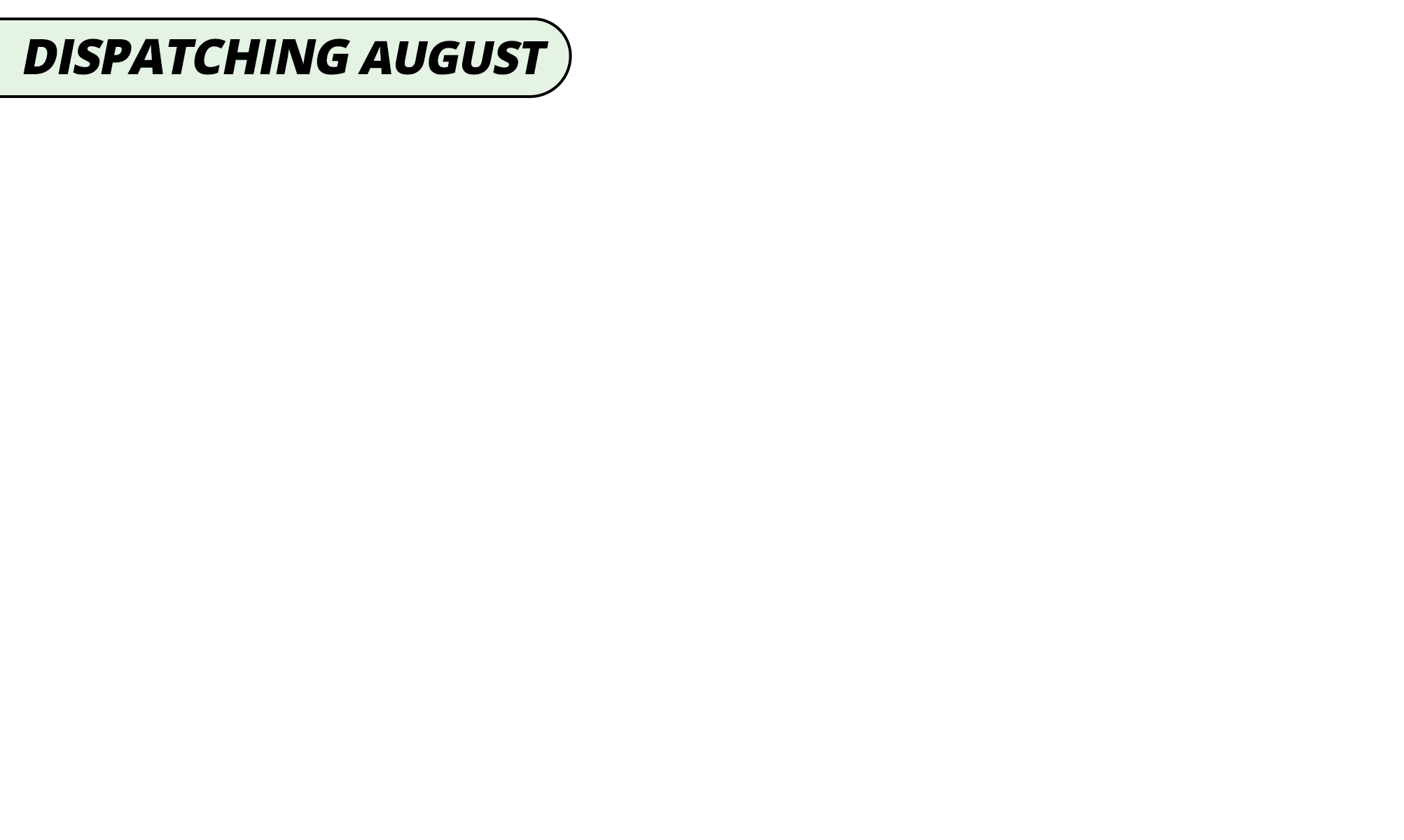 <p><b>Dispatching  August!</b></p>