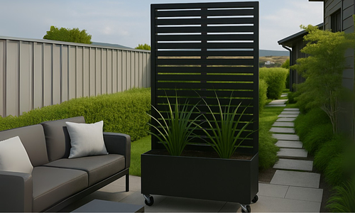 Raised Garden Planter with Trellis - Black 90cm #79