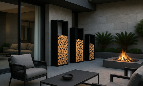 Rectangular Black Steel Wood Box - 1.2m #117