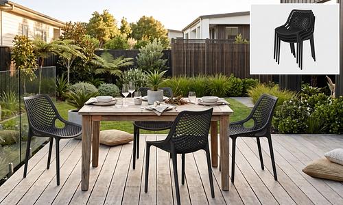 Alo Armless Outdoor Chair - Black, Set of 4 #123
