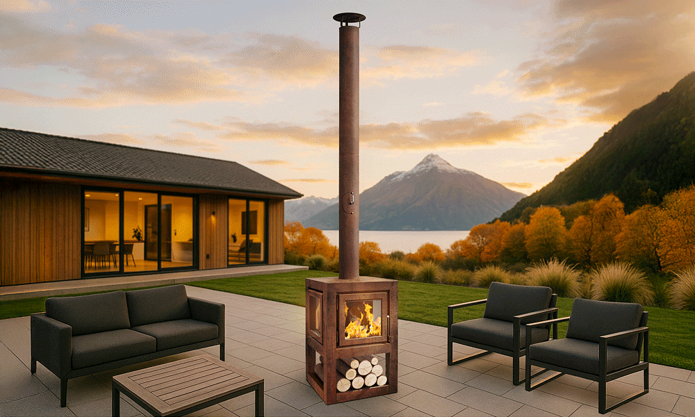 Aurora Corten Fireplace #85