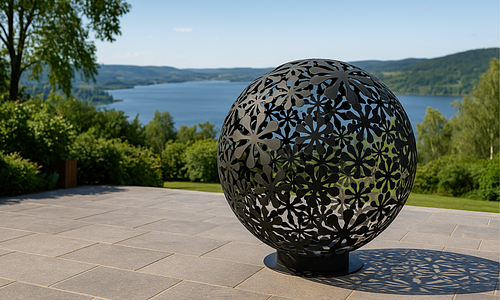 Daisy Black Steel Solar Sphere - 3 Sizes #123