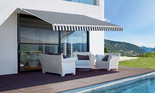 Retractable Awning 3m x 2.5m - Blue & White Stripe  #193