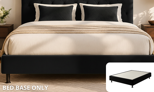 Sutton Velvet Bed Base Only - Queen, Black #14